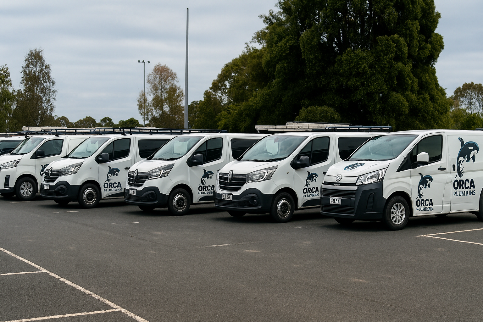 Orca Plumbing Fleet of Service Vehicles